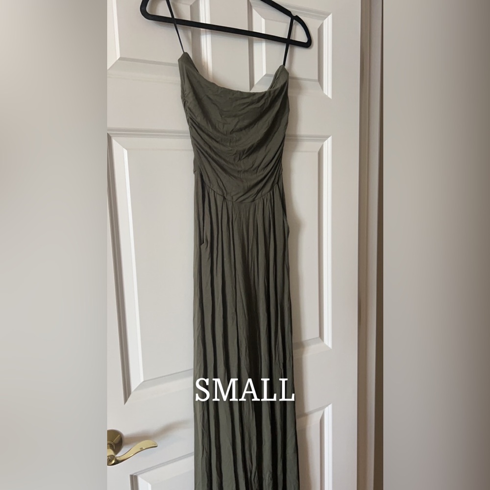 Green strapless jumpsuit